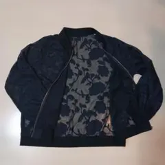 ネイビー 花柄 ジャケットLL