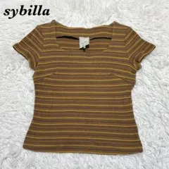 【美品】 sybilla 半袖カットソー M ブラウン ボーダーのサムネイル