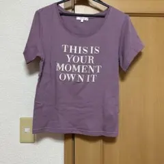 rienda ロゴ刺繍 半袖Tシャツ パープルのサムネイル