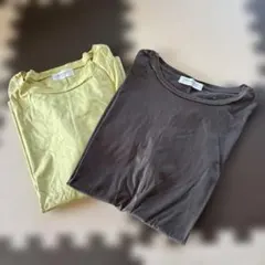 お値下げ☆オペークドットクリップ ブラウンとイエローのTシャツ Mサイズ