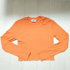 H&M オレンジ 長袖リブトップス