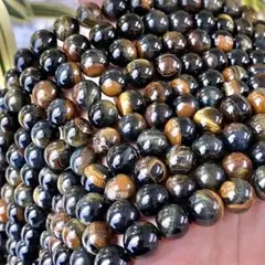 天然 ブラックタイガーアイ 10mm 連売り ブレスレット2本分