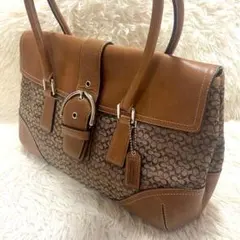 カ*ネ様 COACH SOHO Signature PURPLE TOTE BA - メルカリ
