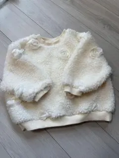 韓国こども服　anggo ホワイト ボア トレーナーS（90）