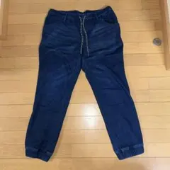 ダークブルー ジョガーパンツ ウエストゴム