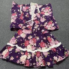 紫色花柄浴衣ドレス