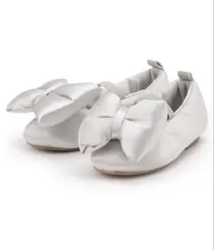 petit main/シルバーバレエシューズ/パデットリボンパンプス/18cm