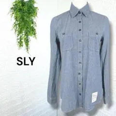 5930【SLY】デニムシャツ ブラウス 長袖 ライトブルー サイズ2