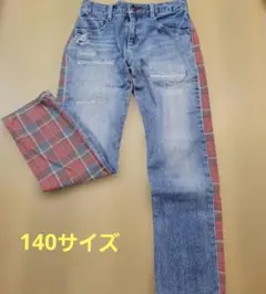WASK デニムパンツ 140サイズ チェック柄切替のサムネイル