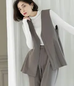 OPAQUE.CLIP ペプラムジレ／セットアップ対応【洗濯機洗い可】