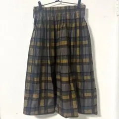 チェック柄ロングスカート 黄色 タータンチェック