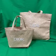 新品】Dior ディオール ロゴ刺繍 ラフィア調 トートバッグ 編み込み 大