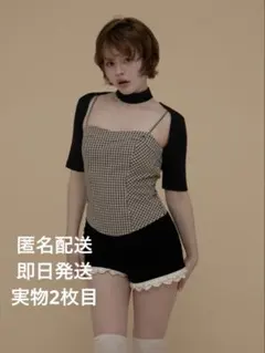 ANDMARY Nancy check set tops /black
