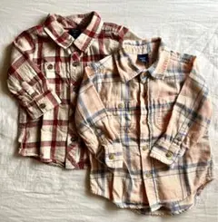 baby gap 80 長袖 2枚セット チェック まとめ売り twins 双子