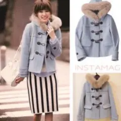 アプワイザーリッシェ ダッフルコート ダッフル ブルー ファー コート