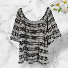 AZUL by moussy【L】オフショルダー すかし編み サマーニット