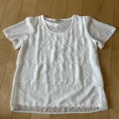 Pin Curl ホワイト 半袖 ブラウス スカラップのサムネイル