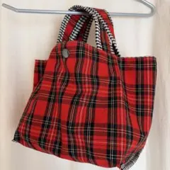 ハンドメイド　ミニバック　タータンチェック　ギンガムチェック　内ポケット2個付き