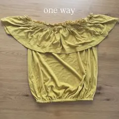 One Way マスタードイエロー オフショルダー Mサイズのサムネイル