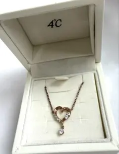4℃ K10PG ハート ネックレス CZ - メルカリ