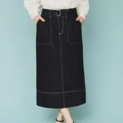デニム タイトスカート ネイビーのサムネイル
