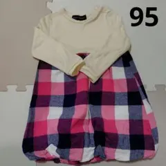 裾バルーン チェック柄ワンピース 95サイズ