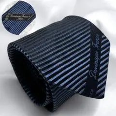 タグ付き 極美品 ドミニクフランス ネクタイ スリークラウン ネイビー