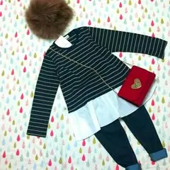 ブランシェス☆裾フリフリボーダーチュニ(プティマイン、ビームス、マーキーズ、