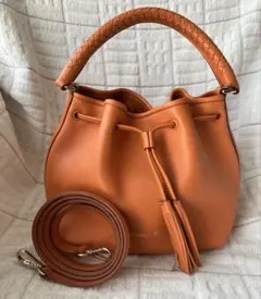 【⁂U⁂ さま専用】HIROFU オレンジ 巾着バッグ ショルダーストラップ付のサムネイル