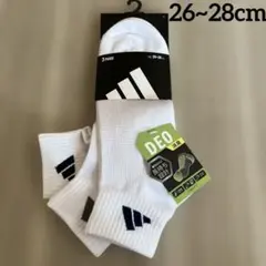 【新品】adidas メンズソックス26~28cm ホワイト3足組　甲メッシュのサムネイル