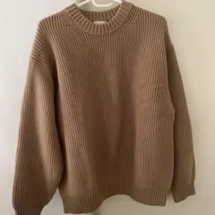 GU ベージュ リブ編み ニットセーター Sサイズ