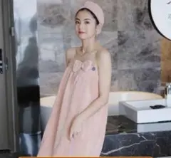 ピンク　リボン　バスタオルセット　新品 着る　ラップタオル プレゼント