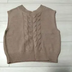 après les cours くすみピンクのニットベスト 110-120cm