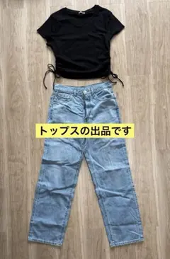 GU試着のみ　サイドギャザートップス　L