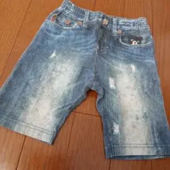 クマ刺繍デニム風ショートパンツ 95cm未満