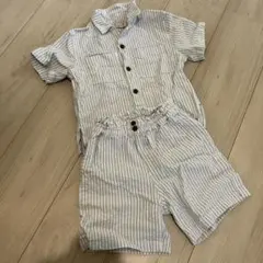 セットアップ　petit main ストライプ　シャツ　パンツ 90cm