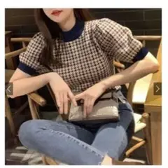 GRL 千鳥半袖ニット