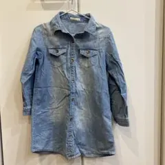 GU デニムブルー ボタンアップ長袖シャツ