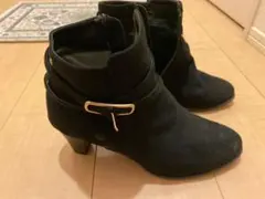 黒 スエード ブーツ ジッパー付き