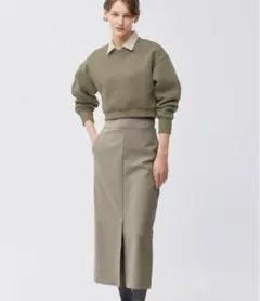 GU スリットナローロングスカートZ ベージュ