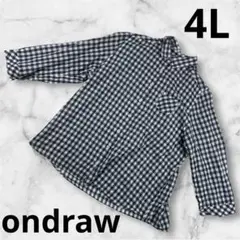 『ondraw』レディース 七分袖シャツ 4L 紺×白