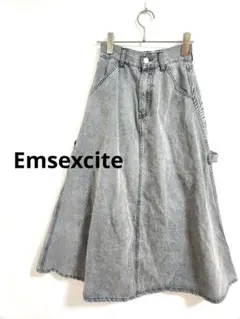 Emsexcite ペインターフレアスカート デニム グレー