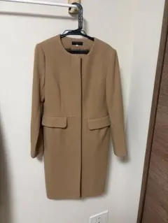エストネーション　冬　ノーカラーウールコート ベージュ 38