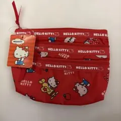 平成レトロ　HELLO KITTY ハローキティ 3連ポーチ レッド