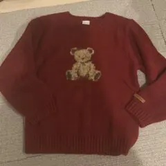 petit main 赤 クマ刺繍 セーター L