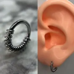 フープ ピアス 16g バネ チェーン 巻き付き シルバー アクセサリー 片耳