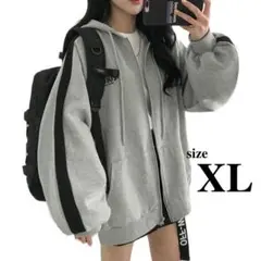 オーバーサイズ　ビッグシルエット　パーカー　フーディー　グレー　韓国　インポート