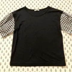 タグなし　POU DOU DOU 半袖Tシャツ ギンガムチェック切替のサムネイル