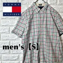 O98【TOMMY HILFIGER】半袖ボタンシャツ【メンズS】チェック柄