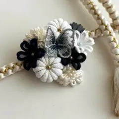 25-9 帯飾り 帯留め 髪飾り 手づくり ちりめん細工 つまみ細工 成人式振袖